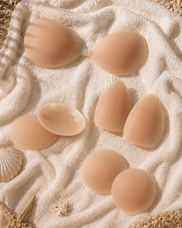 BZEZ Summer Essentials Kit, adhesive nipple covers, non-adhesive nipple covers and a silicone sticky bra bundled together