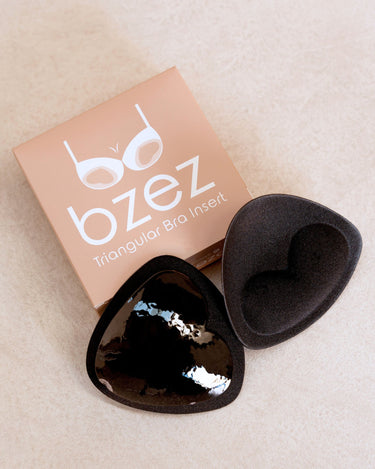 BZEZ Triangular Bra Inserts in Onyx (black) with box
