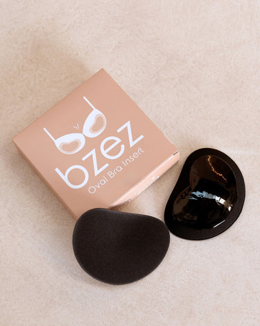BZEZ Oval Bra Inserts in Onyx (black) with box