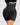 Woman wearing BZEZ Flex Fit Shaper Shorts in Onyx (black), back view