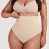 Woman wearing the BZEZ Mid Fit Control Brief in Bare, front view