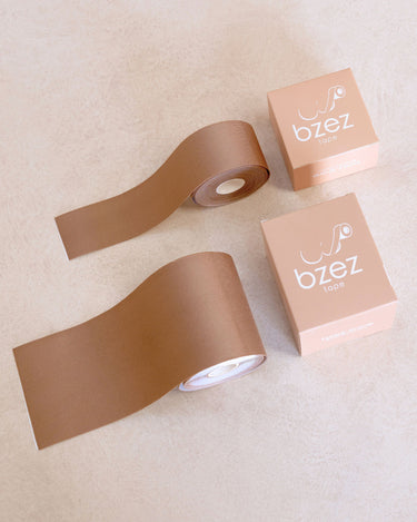 BZEZ Breast Tape in Bare, 5cm and 10cm rolls with box