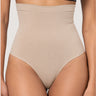 Woman wearing the BZEZ Smoothing Sculpt High-Waisted Thong in Bare, front view