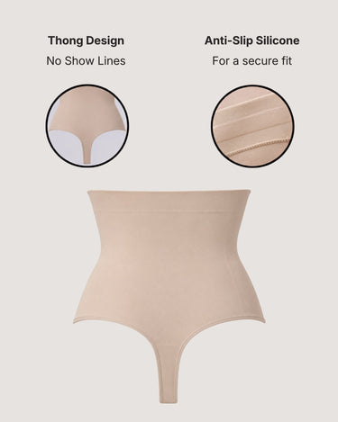 BZEZ Smoothing Sculpt High-Waisted Thong features: no show lines, anti-slip silicone