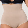 Woman wearing the BZEZ Smoothing Sculpt High-Waisted Brief in Bare, front view