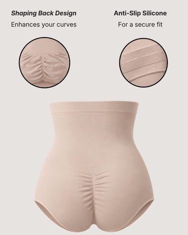 BZEZ Smoothing Sculpt High-Waisted Brief features: shaping back design, anti-slip silicone